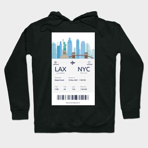 Boarding ticket LA to New York Hoodie by Petko121212